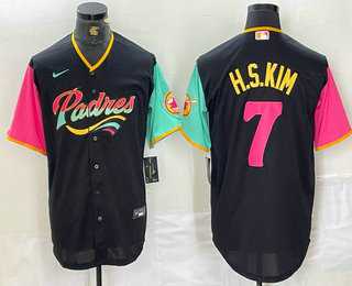 Men's San Diego Padres #7 Ha Seong Kim Black NEW 2023 City Connect Cool Base Stitched Jersey,We sell and wholesale Men's San Diego Padres #7 Ha Seong Kim Black NEW 2023 City Connect Cool Base Stitched Jersey on line form chian!
